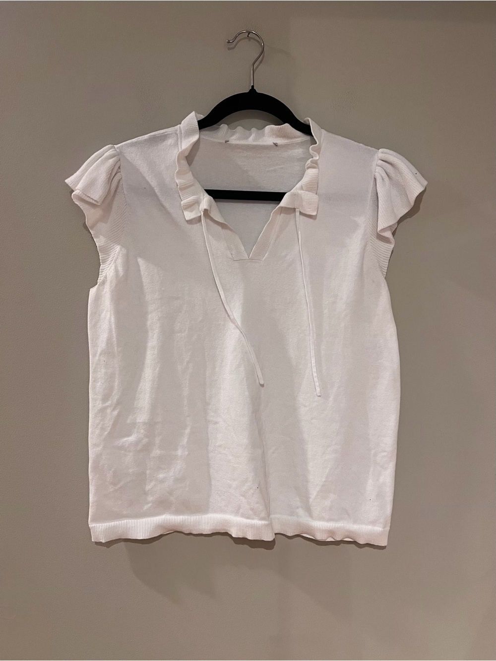 LOFT White Short Sleeve Sweater Top